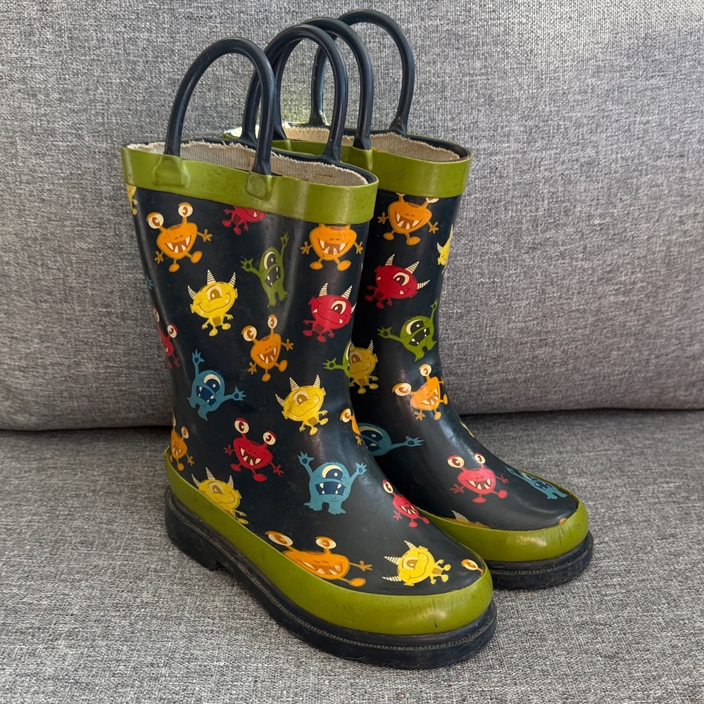 Kids Monster Print Rain Boots